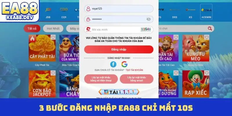 3 bước đăng nhập EA88 chỉ mất 10s