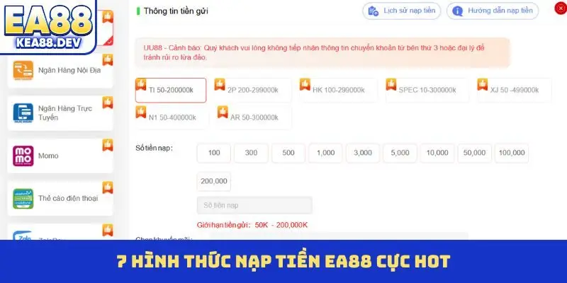 7 hình thức nạp tiền EA88 cực hot